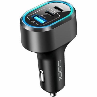 Codi 65W Triple Port Car Charger - Usb-C (2), Usb-A Outputs