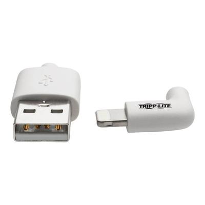 Tripp Lite Lightning To Usb Sync Charge Cable Right-Angle For Iphones Ipads Apple White 3 Ft 3' - 1 X Lightning Male Proprietary Connector - Mfi - Nickel Plated Connector