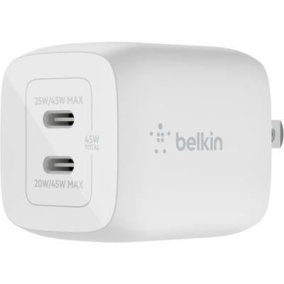 Belkin Boostcharge Pro Dual Usb-C Gan Wall Charger With Pps 45W Laptop Chromebook Charging - Power Adapter - 45 W