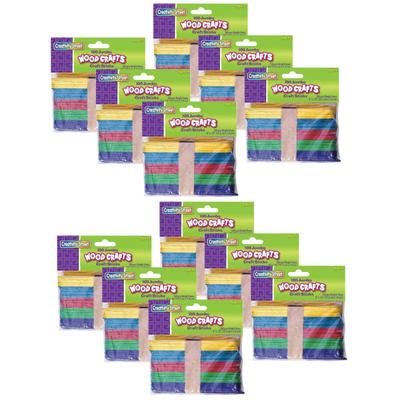 Creativity Street Jumbo Craft Sticks, 6" X 3/4", Assorted Bright Colors, 100 Sticks Per Pack, Case Of 12 Packs