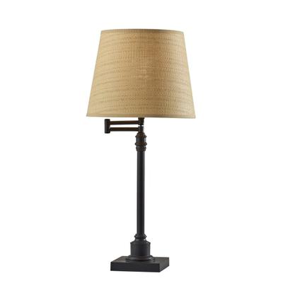 Adesso Simplee Dante Table Lamp, 26"h, Natural Shade/black Base