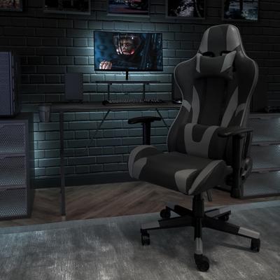 Flash Furniture X30 Leathersoft Gaming Racing Chair, Gray/black