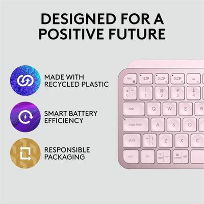 Logitech Mx Keys Mini (Rose) - Wireless Connectivity - Bluetooth - 32.81 Ft - Usb Interface Emoji, Dictation, Mute Hot Key(S) - Chromeos - Desktop Computer, Notebook - Pc, Mac