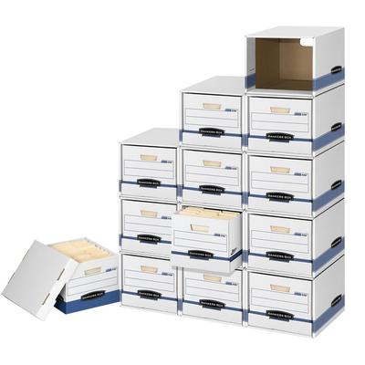 Bankers Box File/cube Storage Box Shells, Letter/legal, 15" X 12" X 10", 60% Recycled, White/blue, Pack Of 6