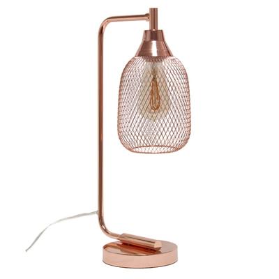 Lalia Home Industrial Mesh Desk Lamp, 19"h, Rose Gold