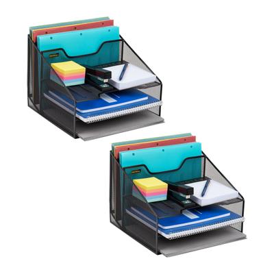 Mind Reader File Organizer Desk Organizer Storage Paper Tray, 9-1/2"h X 11-1/2"w X 12-1/2"d, Black, Set Of 2