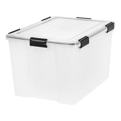 Iris Weathertight Plastic Storage Container With Latch Lid, 14 1/2" X 17 3/4" X 23 5/8", Clear