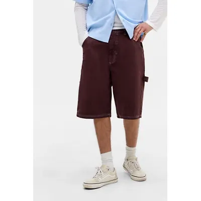 BDG Oxblood Oversized Carpenter Shorts - Maroon 30 at Urban Outfitters