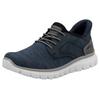 Slip-On Sneaker RIEKER, Herren, Gr. 44, grau (dunkelblau, grau), Textil, Nubuklederimitat, meliert, sportlich, Schuhe, Freizeitschuh, Halbschuh, Schlupfschuh, gepolsterter Fersenabschluss