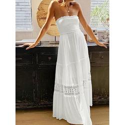 Femme robe longue Robe casual Robe de Mousseline Robe d'été Elégant mode Décontractées Vacances du quotidien Plage Standard Plein Sans Manches Dos nu Noir Blanche Jaune Vert Eté