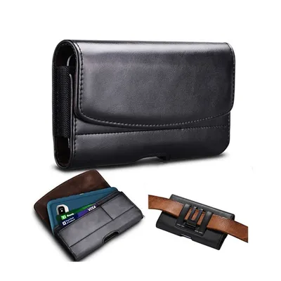 Horizontale Leder Handy Gürtel Clip Holster Tasche Schnalle Brieftasche Karte Halter Abdeckung Für 5,2 zoll-7,2 zoll Telefon iPhone Samsung