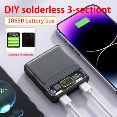 3 stücke 18650 Batterie DIY Power Bank Fall Ladung Lagerung Box Dual USB Typ C Android Micro USB Schnelle Für iPhone Xiaomi Image