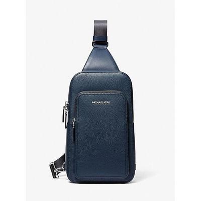 Cooper Slim Pebbled Leather Commuter Sling Pack - Blue - Michael Kors Backpacks