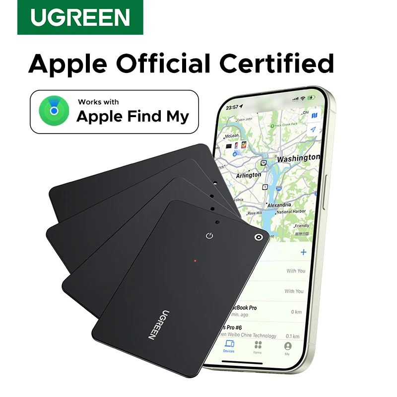 UGREEN Security SmartTrack Card Funziona con Apple Trova il mio portafoglio Bluetooth Tracker Phone Finder Resistente all'acqua (Solo iOS)