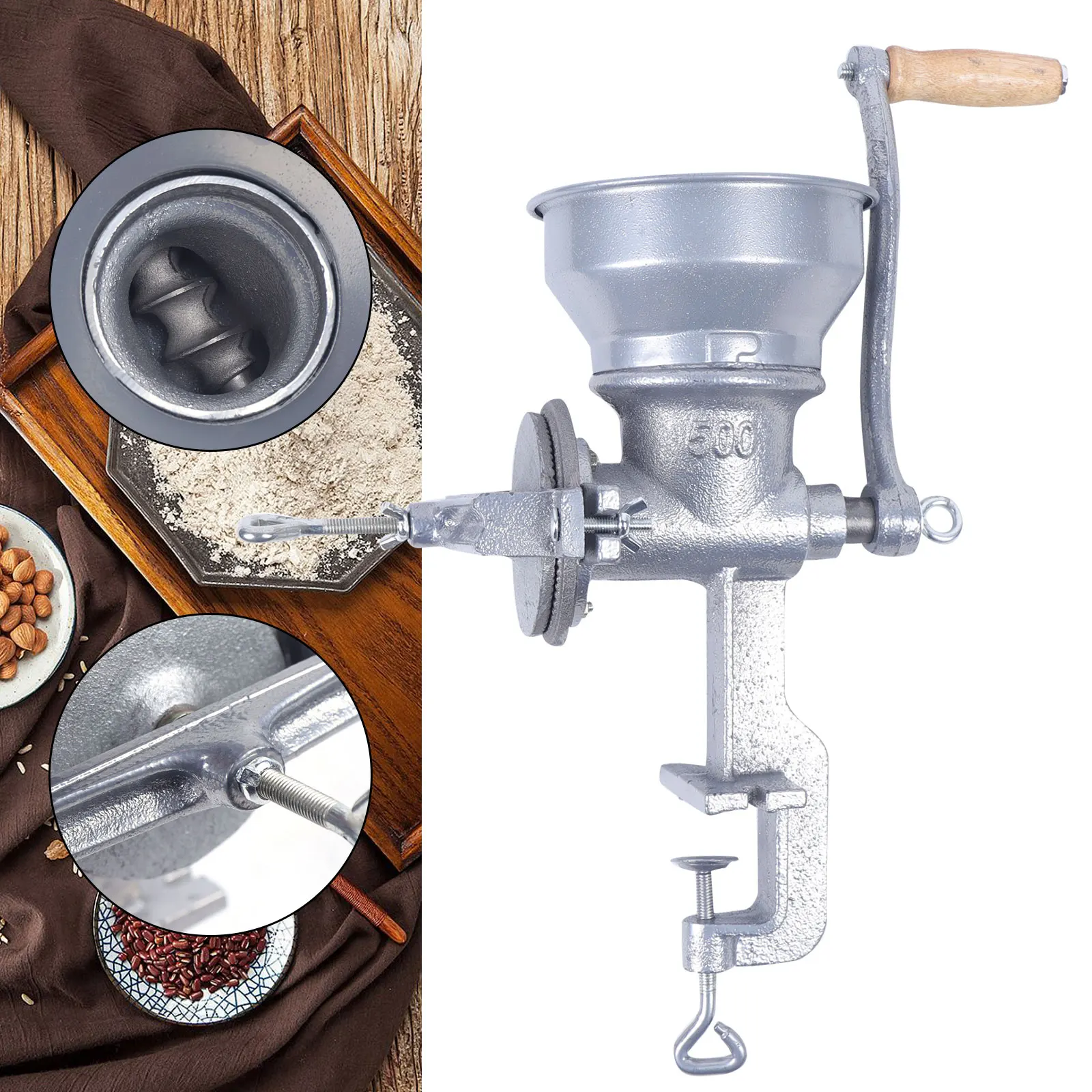 High Hopper Corn Grinder, Manual Grain Grinder, Manual Grinder, Household Cast Iron Wheat Grinder for Corn, Rice, Soybeans Image
