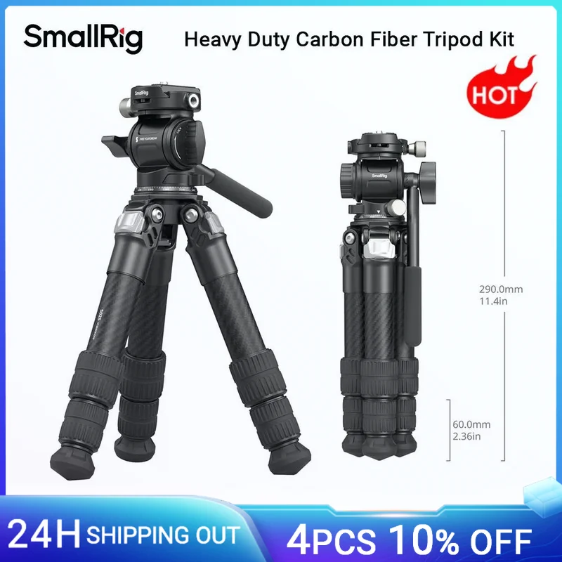 SmallRig Heavy Duty Carbon Fiber Tabletop Stativ Kit für DSLR spiegelloses Kamerastativ kompatibel mit Ball Video Heads -5025 Image
