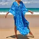 Boho Sexy Damen Kleid Apring Sommer Mode Baumwolle Bedruckt Strand Cover Up Urlaub Casual Bikini Proof Lose Kleider Für Frauen