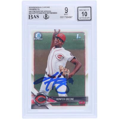 V106832 REDS Hunter Greene Cincinnati Reds signiert 2018 Bowman Chrome Prospects #BCP48 Beckett Fanatics bezeugt authentifiziert 9/10 Rookie-Karte Hunter Greene AUT BWM TRADING CARDS 45646 AUTTRC CA01B00074 #3 Image