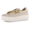 Plateausneaker GABOR, Damen, Gr. 38, beige (hellbeige), Ziegenveloursleder, unifarben, modisch, Schuhe, Freizeitschuh, Halbschuh, Schnürschu mit Best Fitting-Ausstattung