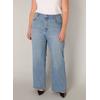 Weite Jeans BASE LEVEL CURVY, Damen, Gr. 54/56, Länge 32, blau (light blau), Denim/Jeans, Obermaterial: 98% Baumwolle, 2% Elasthan, unifarben, casual, bequem lang, Jeans, in großen Größen