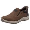 Slip-On Sneaker RIEKER, Herren, Gr. 43, braun (braun, dunkelbraun), Leder, Lederimitat, Basic, Schuhe, Slipper, Freizeitschuh, Halbschuh mit Gummizug und Soft Einlegesohle
