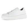 Plateausneaker GABOR, Damen, Gr. 40, silber (weiß, silberfarben), Nappaleder, kontrastfarbene Details, sportlich, Schuhe, Freizeitschuh, Halbschuh, Schnürschuh mit Kontrast-Rahmennaht