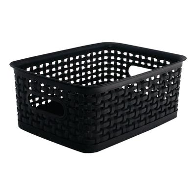 Realspace Plastic Weave Bin, Small Size, 4" X 7 1/2" X 10", Black