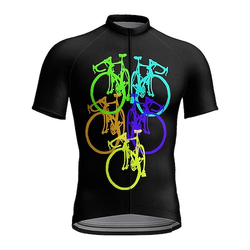Herren Radtrikot Grafik Lustig Kurzarm Fahhrad Oberteil mit 3 Gesäßtaschen Mountainbike MTB Straßenradsport Schnelltrocknend Reflektierende Streifen Rückentasche Feuchtigkeitsableitend Sport Gelb Image