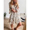 Damen Midikleid Casual kleid A Linie Kleid Stilvoll Brautkleider schlicht Urlaub Täglich Regular Fit Leopard Langarm V Ausschnitt Rosa Blau Aprikose Sommer