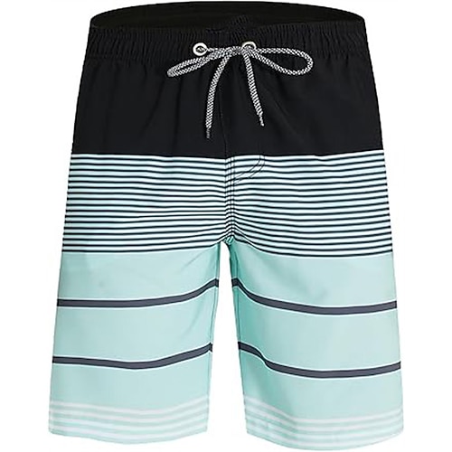Herren Boardshorts Badeshorts Badehose Streifen Kordelzug Mit Taschen 4-Wege-Stretchgewebe Schnelltrocknend Mit Taschen Boardshorts Unterteile Surfen Strand Wassersport Sommer Image
