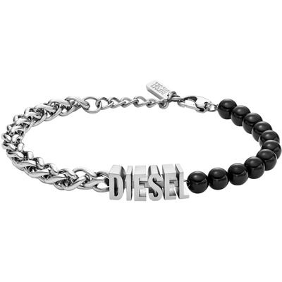 Armband DIESEL "Schmuck Geschenk Edelstahl Armschmuck Armkette FONT, DX1541040", schwarz (edelstahlfarben, schwarz, schw