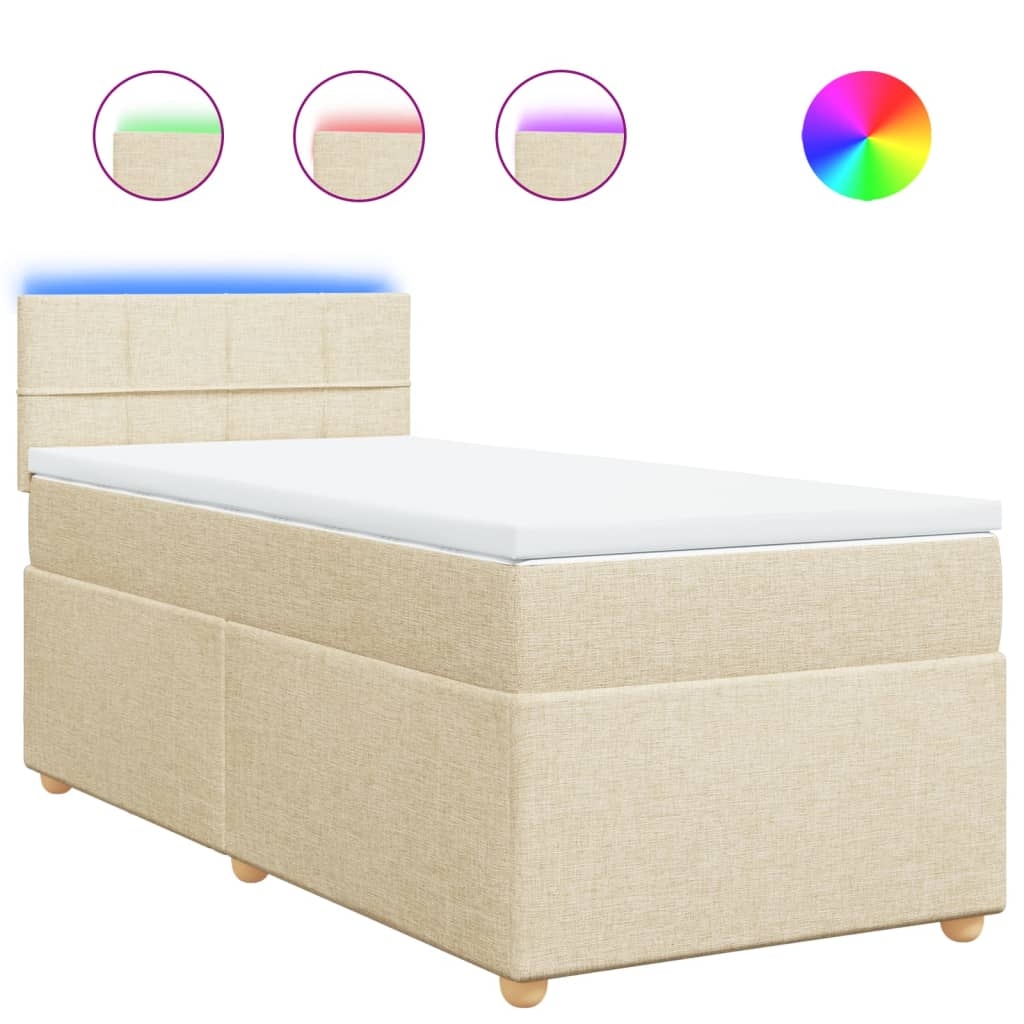 vidaXL Boxspringbett mit Matratze Creme 90x200 cm Stoff Image