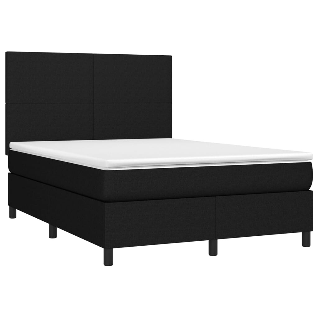 vidaXL Boxspringbett mit Matratze & LED Schwarz 140x190 cm Stoff Image