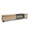 SKRAUT HOME Wohnzimmer-TV-Schrank, Viel Stauraum, 288x35x57cm, Großes TV-Format, XXL-Elektrokamin, Industriedesign, Farbe Eiche und Schwarz - 494_103