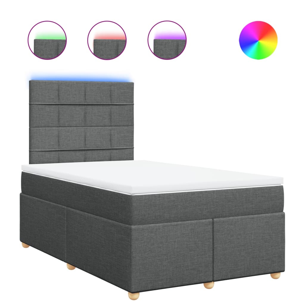 vidaXL Boxspringbett mit Matratze Dunkelgrau 120x190 cm Stoff Image