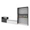 SKRAUT HOME Wohnzimmer-TV-Schrank, Wohnzimmer-Wandsystem, 360x186x35cm, Für TVs bis 65“, Elektrischer Kamin, Moderner Stil, Schwarz und weiß - 110_386