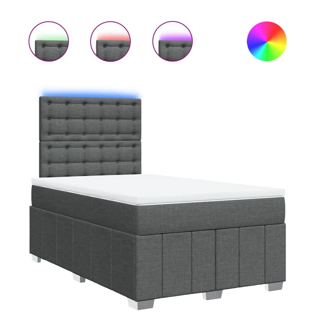 vidaXL Boxspringbett mit Matratze Dunkelgrau 120x200 cm Stoff Image