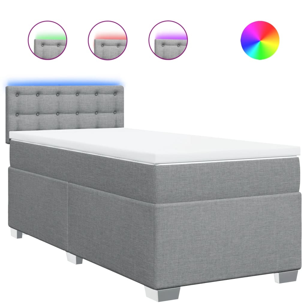 vidaXL Boxspringbett mit Matratze Hellgrau 100x200 cm Stoff Image