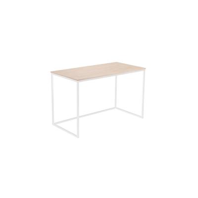 SKRAUT HOME MIA Schreibtisch, Arbeitstisch, 120x60x75cm,Farbe Eiche, Weiße Metallbeine, Wohnzimmer, Esszimmer, Schreibtisch im nordischen Stil - ESCMIA120ROBL Image