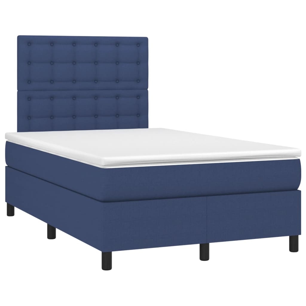vidaXL Boxspringbett mit Matratze & LED Blau 120x190 cm Stoff Image