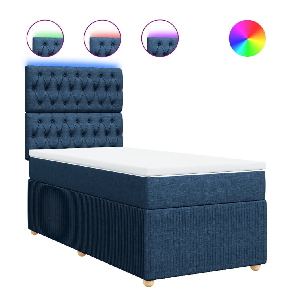 vidaXL Boxspringbett mit Matratze Blau 80x200 cm Stoff Image