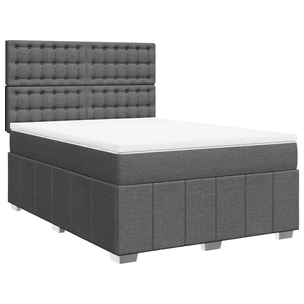 vidaXL Boxspringbett mit Matratze Dunkelgrau 140x200 cm Stoff Image
