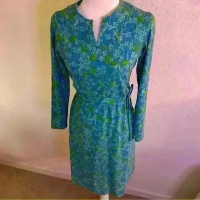 Lilly Pulitzer Dresses | Gorgeous Vintage Lilly Pulitzer Holy Grail “The Lilly” Belted Dress Lace Hem | Color: Blue/Green | Size: S