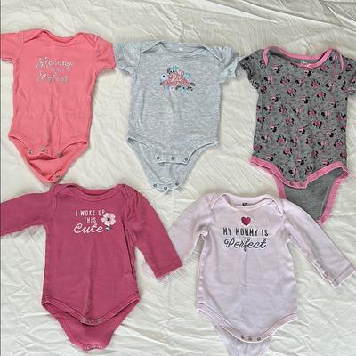 Disney One Pieces | Assorted 9-12 Month Baby Girl Onesie Bundle. Koala Baby, Hudson Baby And Disney | Color: Gray/Pink | Size: 9/12m