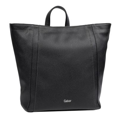Rucksack GABOR "Bessy", Gr. B/H/T: 32cm x 30cm x 10cm, schwarz, 100% Polyurethan, unifarben, clean, Rucksäcke, variables geradliniges Format markant durch unterlegte Streifen Image