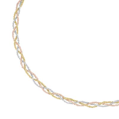 Collier SMART JEWEL "geflochten, 3-reihig, Silber 925", bunt (mehrfarbig), Halsketten, Damen, 47cm, Silber 925 (Sterling