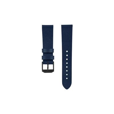 Marathon Cross Hatch 2-Piece Strap Italian Leather IP Black Buckle 20mm Royal Blue Standard WS-LT-RBBK-20-ST