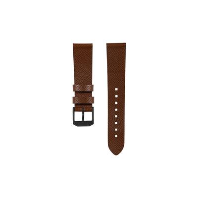 Marathon Cross Hatch 2-Piece Strap Italian Leather IP Black Buckle 20mm Cognac Standard WS-LT-CGBK-20-ST