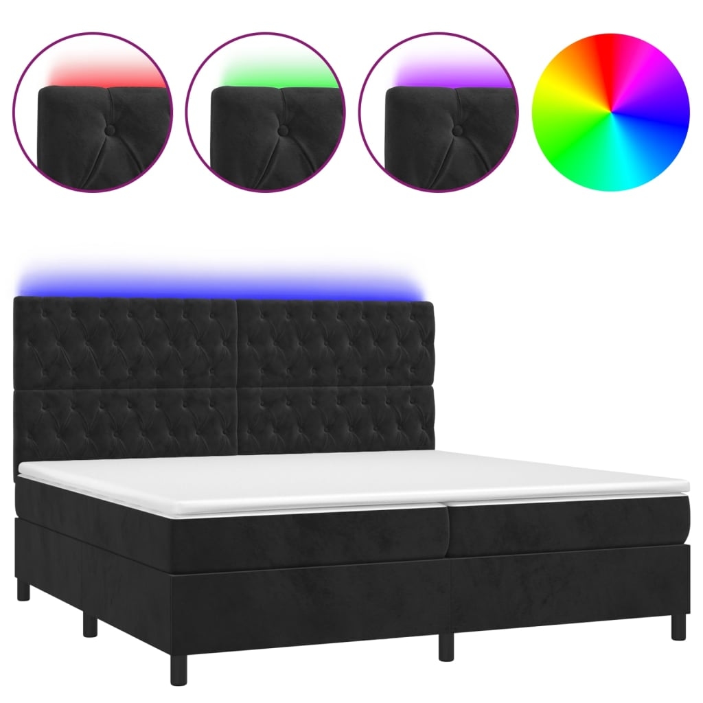 vidaXL Boxspringbett mit Matratze & LED Schwarz 200x200 cm Samt Image