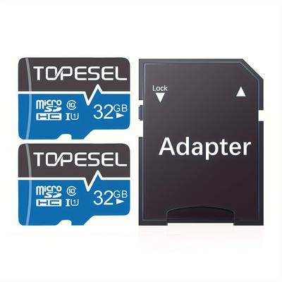 TEMU Topesel 2 Pack 128gb/64gb/32gb/16gb Card, Storage Card, U1, Suitable For Tablets, Smartphones, Dash Cams, Cameras, Monitors Blue Image
